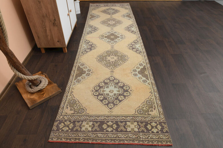 3x12 Faded Neutral Turkish Runner Rug