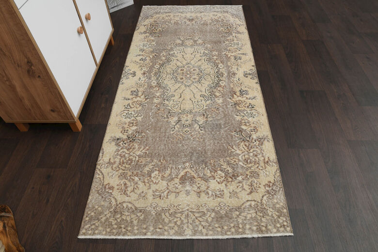 3x7 Handmade Neutral Short Runner Rug