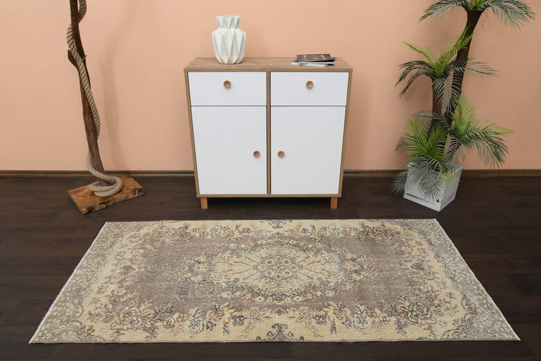 3x7 Handmade Neutral Short Runner Rug