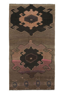 Hand Knotted Brown Antique Rug - Thumbnail