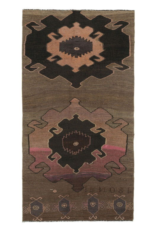 Hand Knotted Brown Antique Rug