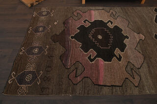 Hand Knotted Brown Antique Rug - Thumbnail