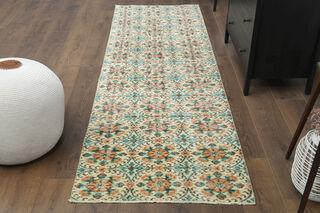 3x9 Floral Turkish Runner Rug - Thumbnail