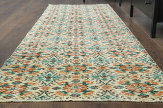 3x9 Floral Turkish Runner Rug - Thumbnail