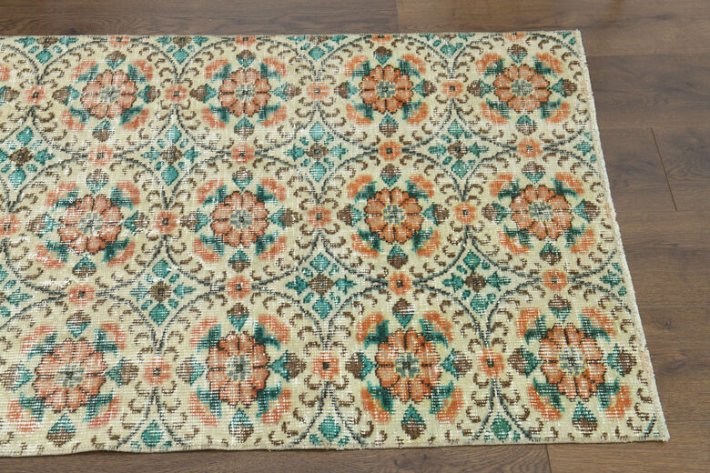 3x9 Floral Turkish Runner Rug