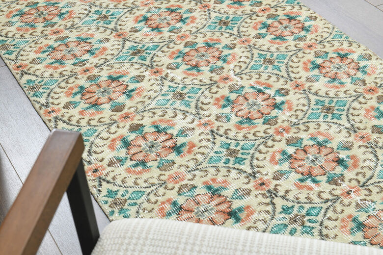 3x9 Floral Turkish Runner Rug