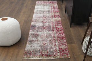 3x10 Floral Wool Turkish Runner Rug - Thumbnail