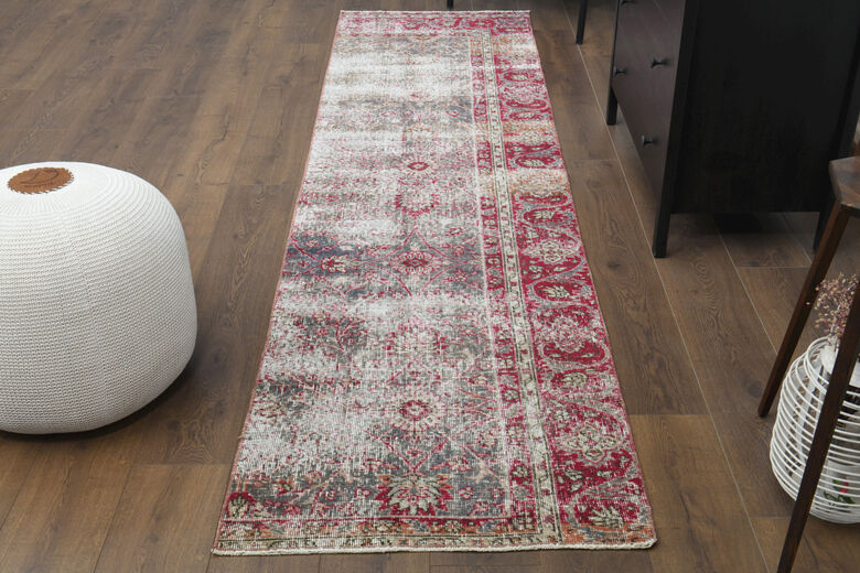 3x10 Floral Wool Turkish Runner Rug