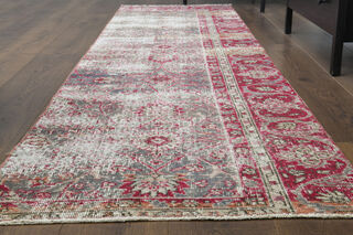 3x10 Floral Wool Turkish Runner Rug - Thumbnail