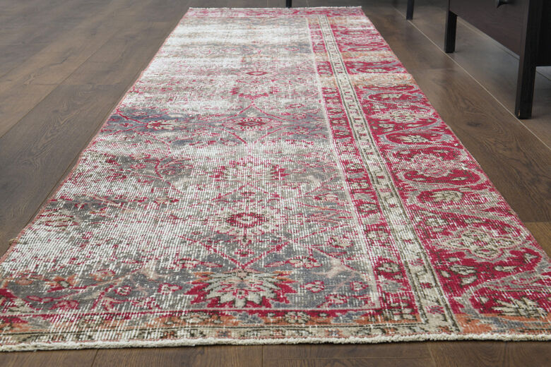 3x10 Floral Wool Turkish Runner Rug