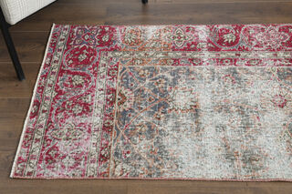 3x10 Floral Wool Turkish Runner Rug - Thumbnail