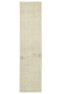 3x10 Neutral Floral Runner Rug - Thumbnail