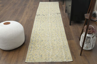 3x10 Neutral Floral Runner Rug - Thumbnail