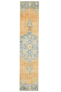 2x10 Oriental Orange Turkish Runner Rug - Thumbnail