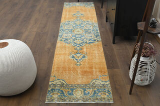 2x10 Oriental Orange Turkish Runner Rug - Thumbnail