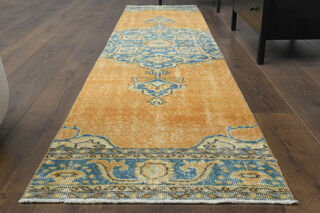 2x10 Oriental Orange Turkish Runner Rug - Thumbnail