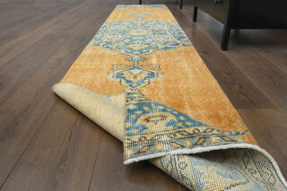 2x10 Oriental Orange Turkish Runner Rug - Thumbnail