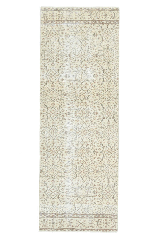 2x7 Beige Floral Turkish Runner Rug