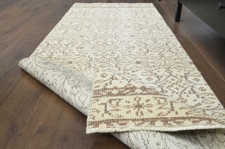 2x7 Beige Floral Turkish Runner Rug - Thumbnail