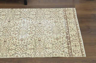 2x7 Beige Floral Turkish Runner Rug - Thumbnail