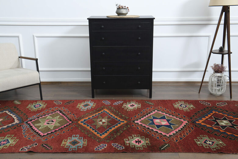 Traditional Wide Vintage Anatolian Runner