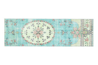 Floral Vintage Turkish Runner Rug - Thumbnail