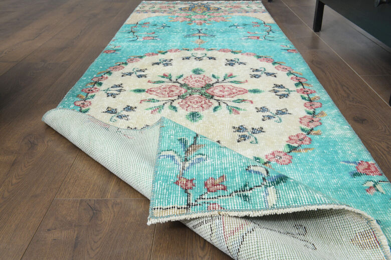 Floral Vintage Turkish Runner Rug