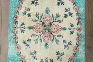 Floral Vintage Turkish Runner Rug - Thumbnail