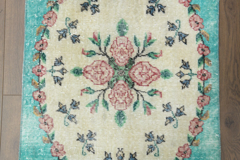 Floral Vintage Turkish Runner Rug