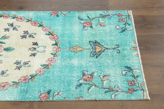 Floral Vintage Turkish Runner Rug - Thumbnail