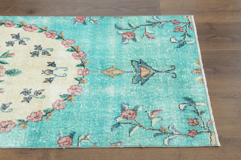 Floral Vintage Turkish Runner Rug