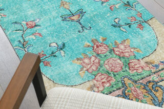 Floral Vintage Turkish Runner Rug - Thumbnail