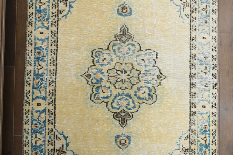 Unique Orange Navy Turkish Rug