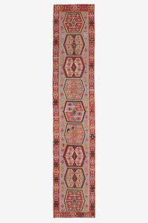 Tribal Turkish Runner Rug - Thumbnail