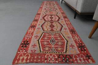 Tribal Turkish Runner Rug - Thumbnail