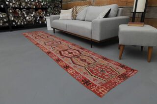 Tribal Turkish Runner Rug - Thumbnail