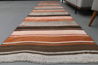 Striped Kilim Runner Rug - Thumbnail