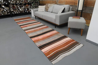 Striped Kilim Runner Rug - Thumbnail