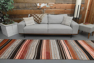 Striped Kilim Runner Rug - Thumbnail