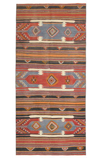 Striped Kilim Runner Rug - Thumbnail