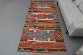 Striped Kilim Runner Rug - Thumbnail