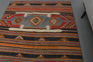 Striped Kilim Runner Rug - Thumbnail