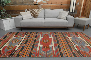 Striped Kilim Runner Rug - Thumbnail