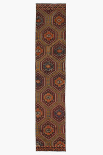 Colorful Turkish Runner Rug - Thumbnail