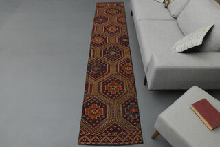 Colorful Turkish Runner Rug - Thumbnail