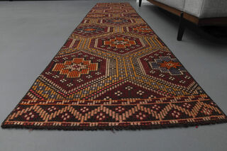 Colorful Turkish Runner Rug - Thumbnail