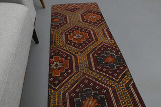 Colorful Turkish Runner Rug - Thumbnail