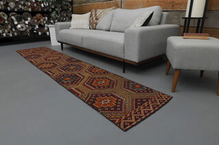 Colorful Turkish Runner Rug - Thumbnail