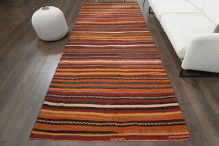 Striped Kilim Runner Rug - Thumbnail