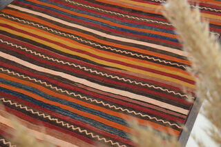 Striped Kilim Runner Rug - Thumbnail